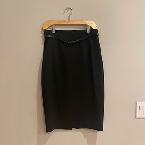 Express Editor High Waisted Pencil Skirt with belt in black, size 4